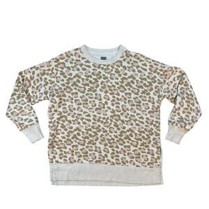 Aerie Leopard Print Sweatshirt Womens Small Beige Cozy Pullover